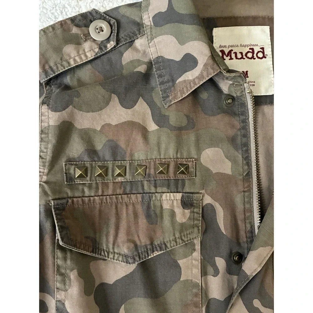 Mudd Camo Utility Jacket Studded Cargo Y2K Festival Utility-Sz M - Picture 3 of 8